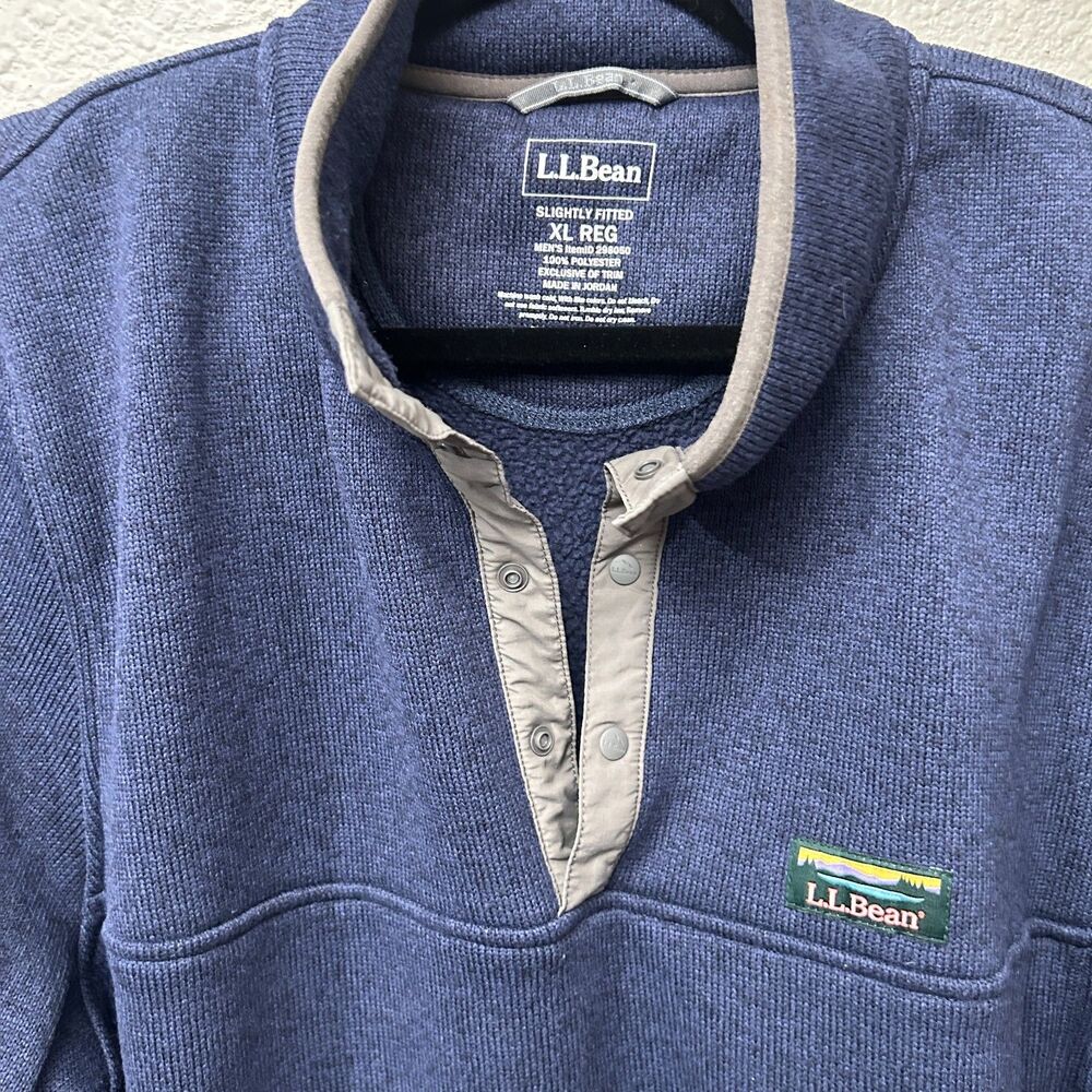 L.L.Bean Men's Sweater Fleece Pullover Bright Navy Size XL Reg Slightly Fitted - Picture 13 of 15